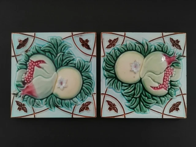 Antique art nouveau tile,majolica tile