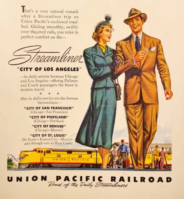 1948 Union Pacific Railroad Streamliner Chicago to Los Angeles Print Ad