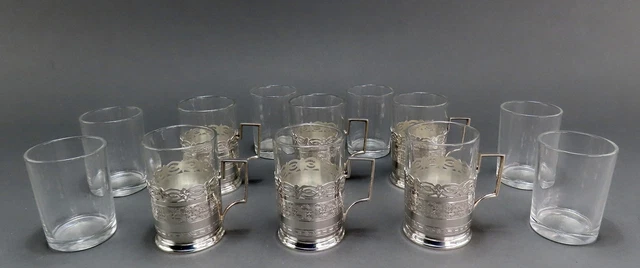 Nice Set 6 VTG Persian Silver Vige Tabriz Morroccan Mint Tea Cups Extra Glasses