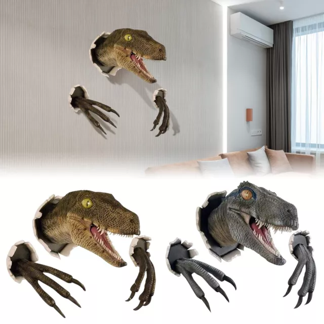 Wall Mounted Dinosaur Sculpture 3d Bust Hanging Prop Replic Art Home Decoration