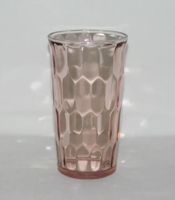 Jeannette Glass HEX OPTIC Honeycomb Pink Medium Flat Tumbler