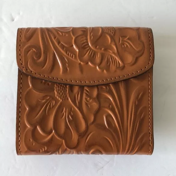 PATRICIA NASH Wallet Reiti Bi-Fold Tooled Brown Leather RFID Cognac NEW NEW