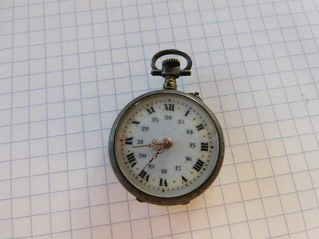 Montre à Gousset Femme En Argent Avec Chaîne N°3 - Bijou Vintage D'Occasion