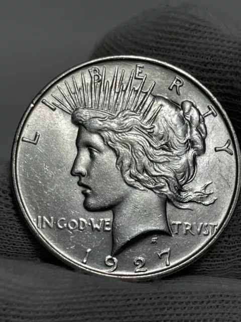 Key Date 1927-D Peace Silver Dollar - mid grade AU - with Mint Luster  #82045