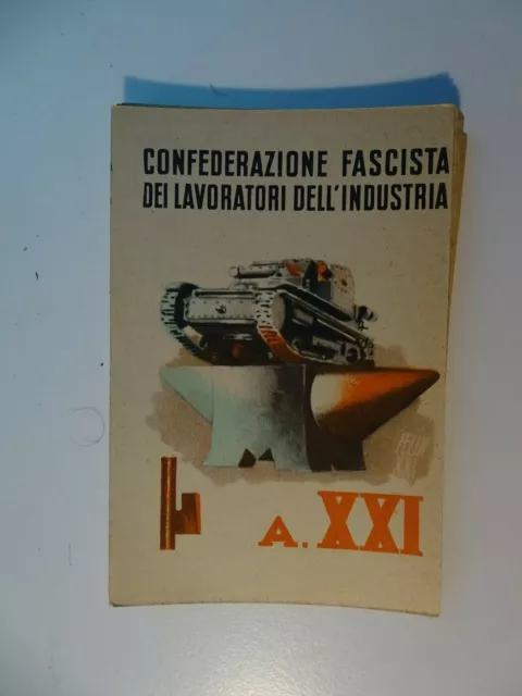 Tessera Confederazione Fascista Lavoratori Dell'industria-Anno Xxi-1943