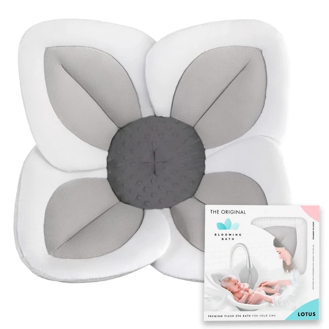 Lotus Baby Bath Seat, Washer-Safe Infant Bathtub, Gray