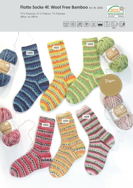 "Rellana Flotte Socke Wool Free Bamboo" 100g Sockenwolle 4fach für den Sommer