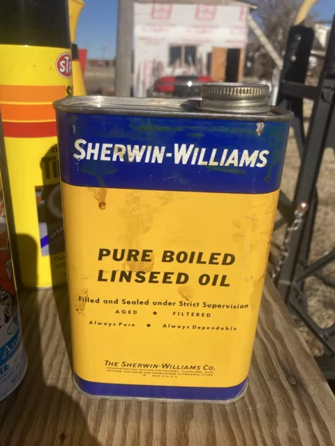 vintage sherwin williams Pure Boiled Linseed Oil Can 2