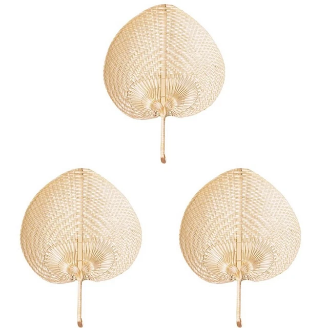 36 pezzi ventilatore tessuto puro fatto a mano fatto a forma di cuore bambù fresco R3D7