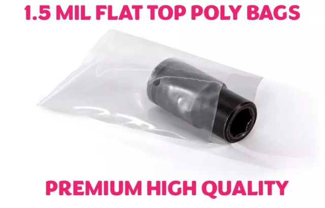 100 Pack Multiple Sizes Clear Poly Bags 1.5Mil Flat Open Top Plastic Packaging