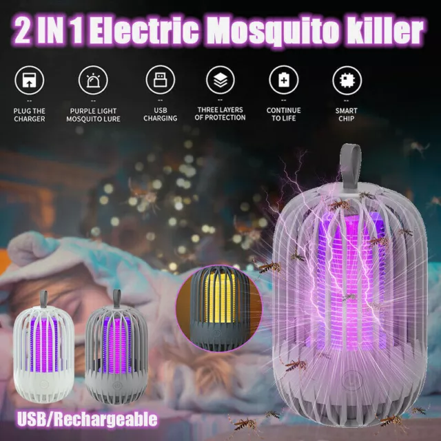 Moskito Killer UV Insektenvernichter Elektrisch LED Lampe Mückenfalle Licht AKKU 4