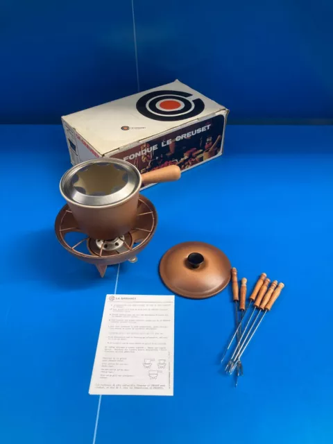 SERVICE A FONDUE LE CREUSET CASSEROLES Poêlons EN FONTE MARRON  COMPLET BOITE N3