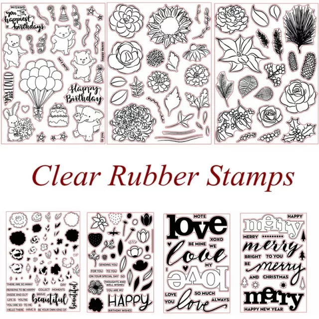 Happy Greetings Flowers Words Clear Rubber Stamps Stamping Scrapbooking DIY Card