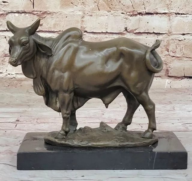 Collectible Handmade Carving Statue Copper Bronze Cow OX Bull Deco Art Decor