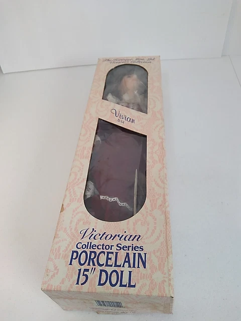 Heritage Mint Victorian Porcelain 15" Doll Vivian Red Velvet Dress D-54 Vintage.