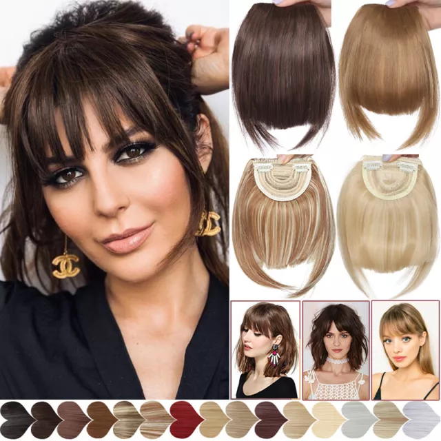 REAL Natural Fringe Bangs Clip In Hair Extension One Piece Real Thick AS Human