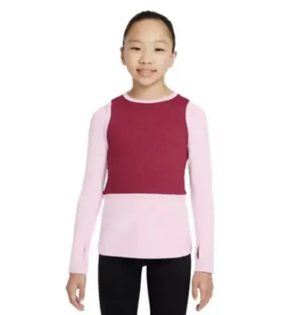 Nike Pro Girls Dri-Fit Training Top Long Sleeve Youth Size XS Red Pink $50 NEW
