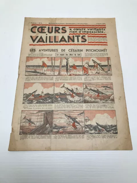 Journal Coeurs Vaillants n°6 Tintin et Milou en Amérique Césarin Pitchounet 1934