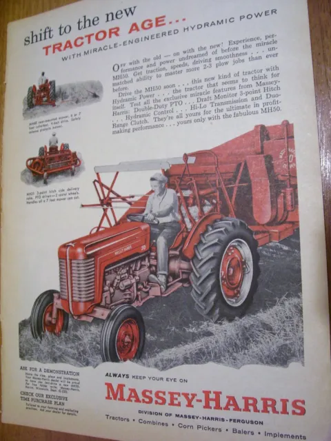 Vintage Massey Harris Ferguson Co  Advertising - Mh  # 50 Tractor & Combine