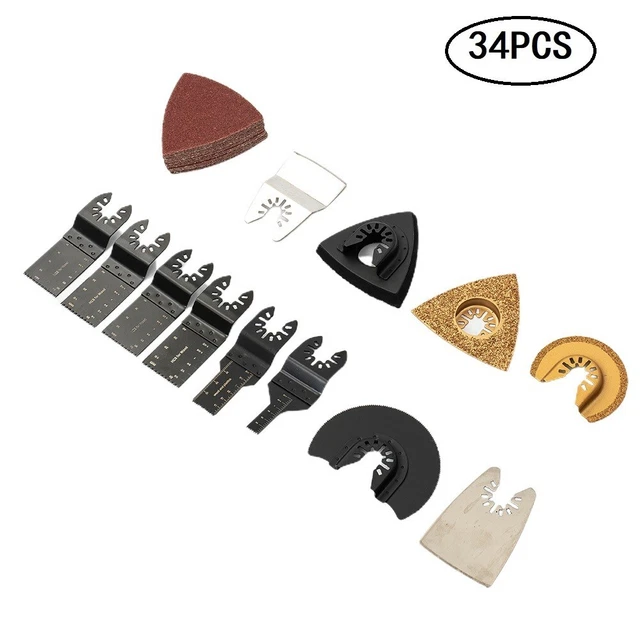 34PCS Oscillant Multi Outil Lame Scie Lames Multifonction for Bois Métal Cutt