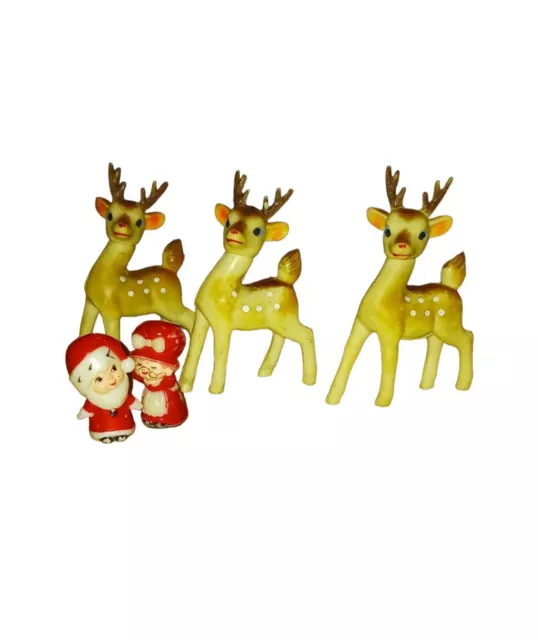 Vintage 50's Soft Rubber Plastic  REINDEER Swivel Head with Mica JAPAN  Lot 5