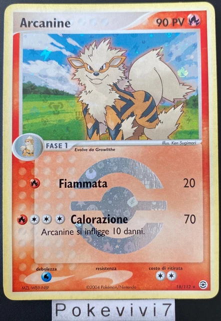Carte Pokemon ARCANINE 18/112 RARE Reverse Bloc EX Italien ITA