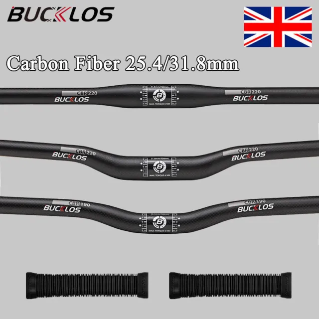 Bucklos Carbon Fiber MTB Handlebar 31.8/25.4mm Bike 660/720/760mm Flat Riser Bar