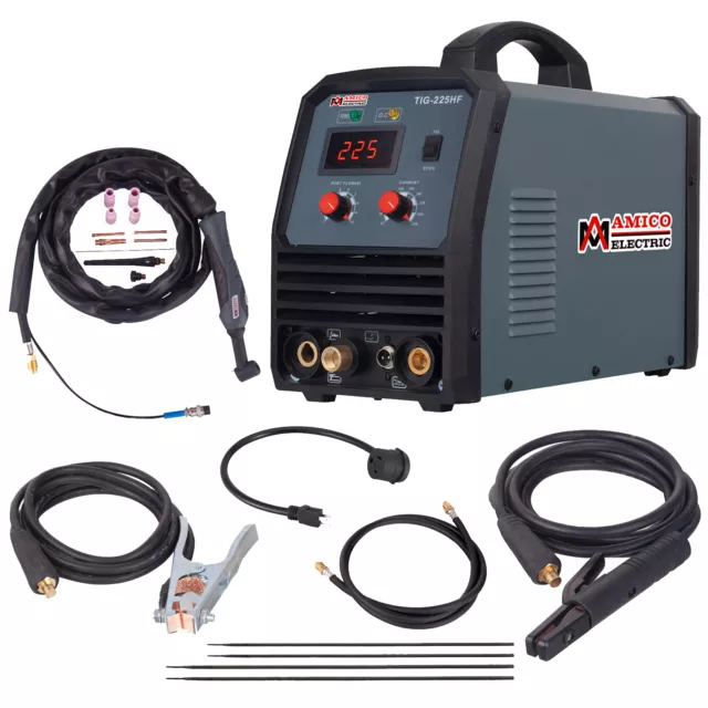 Amico TIG-225HF, 225 Amp HF-TIG Arc Stick Combo Welder, 100-250V/60% Duty Cycle