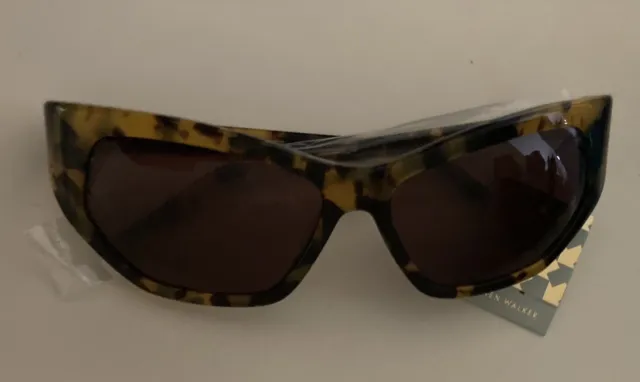 Karen Walker Superhero Wrap Brown Crazy Tortoise Sunglasses Womens New w Case