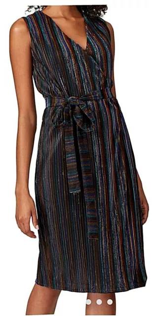 Rachel Roy - Erma Rainbow Metallic Stripe Wrap Dress - Nwt - Msrp $119