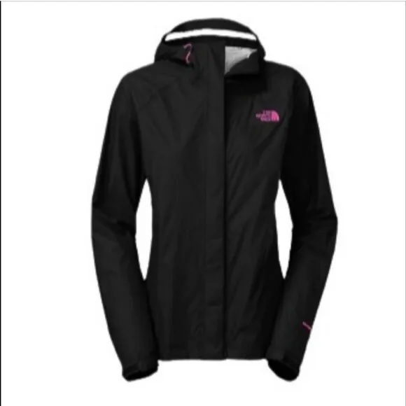 The North Face Waterproof Rain Jacket Hyvent Black Pink Hiking Activewear XS
