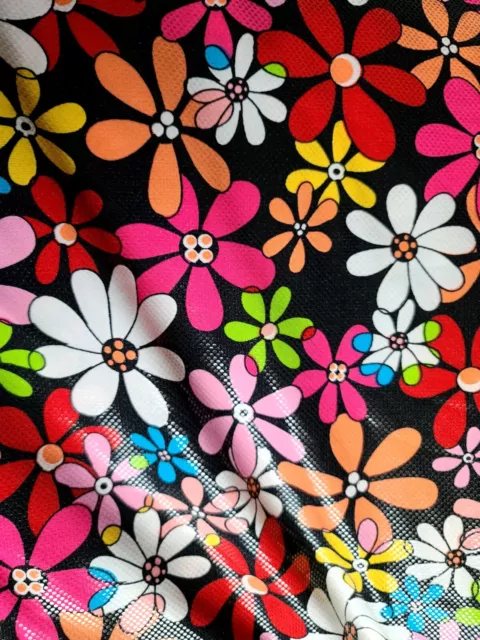 VINTAGE MOD / Retro Funky Fabric Shimmery Flowers Floral Fabric $30.00 ...