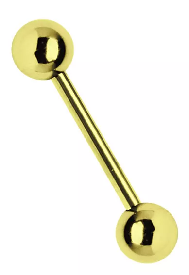 Intim Brust Piercing Schmuck Stab Barbell 1,6mm vergoldet mit 2 Verschlusskugeln
