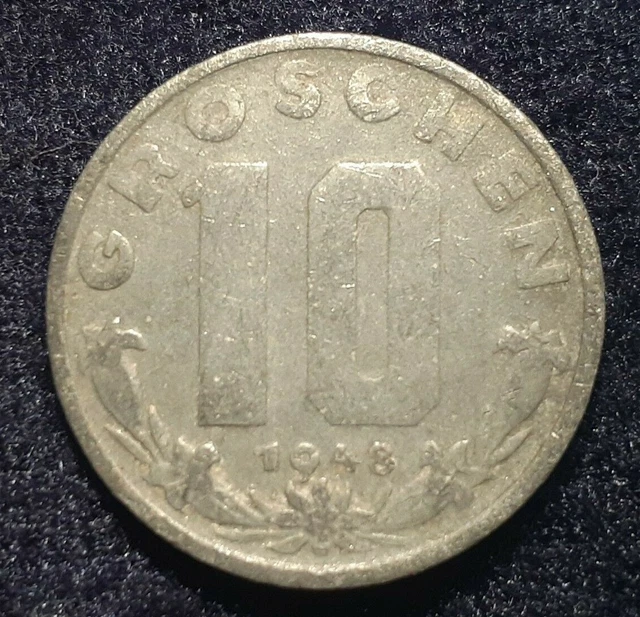 1948 Austria 10 Groschen Austria Coat of Arms 21mm Coin