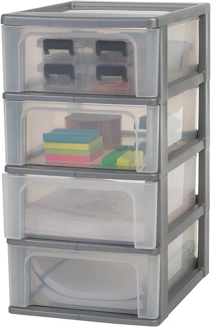 Tour De Rangement STONE Eda 010285 - 3 Tiroirs 14L - Noir - Mobilier Déco Empilable Avec Roulettes