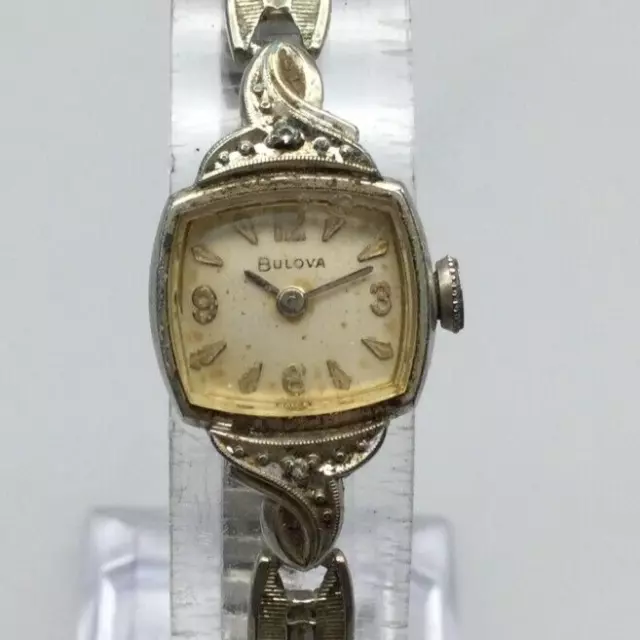 Vintage Bulova Watch Women 18mm 10K Rolled Gold Plate Cocktail Manual Wind 1961