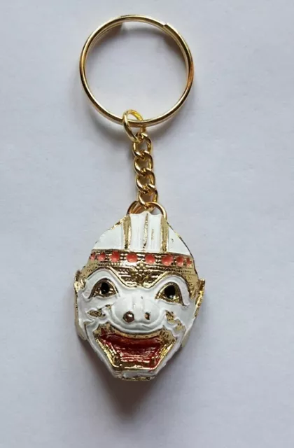 Thai Miniature Mask Khon Play Classical Ramayana Gold Enamel Key Ring Key Chain