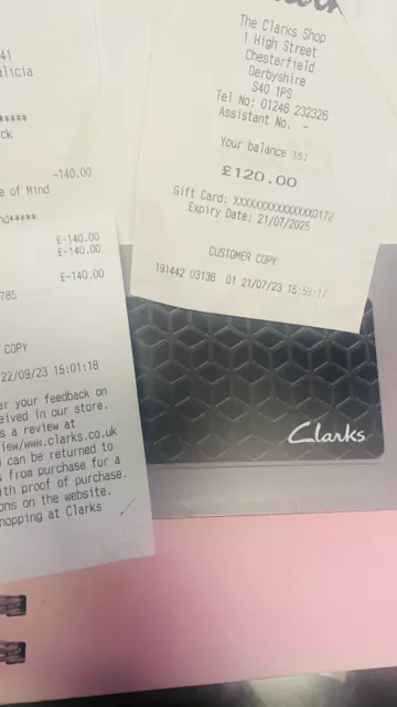 clarks gift card £260