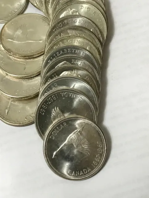 1967 Canadian Silver Dollar Coins 80% $1 (One Coin)