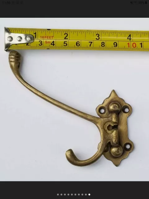 4 Old Style Solid Brass Double Wall Mount 180° Swivel Coat Hat Towel Hooks #C24 12