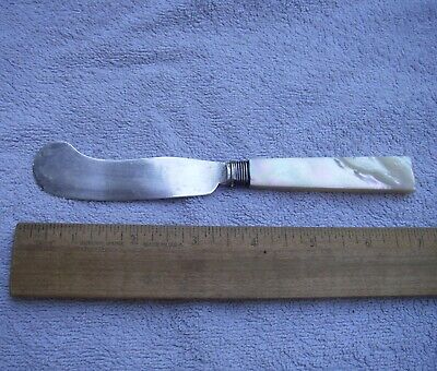 Old COIN SILVER Mother-of-Pearl Handle BUTTER KNIFE-Marked SH-NR