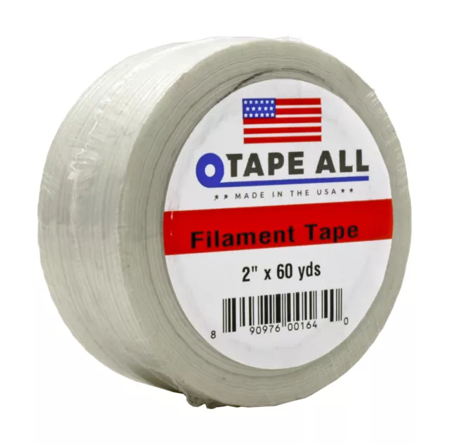 6 Rolls 2" x 60 YDS Fiberglass Reinforced Filament Strapping Tape Clear made USA