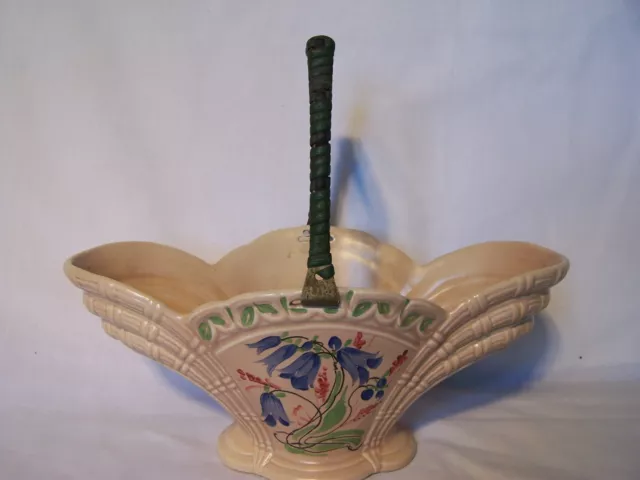 Vintage Art Deco Burleigh Ware Vase Bowl With Handle Blue Flowers England