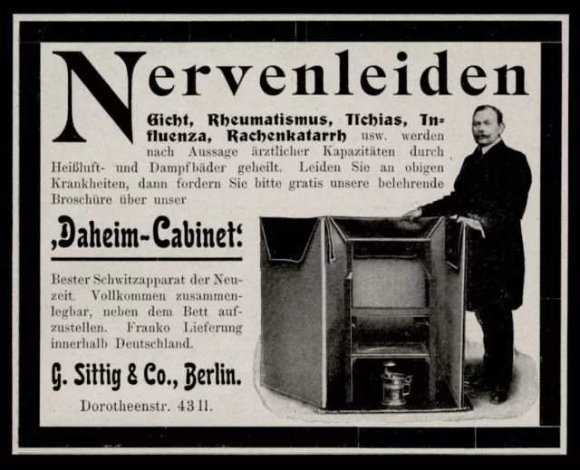 Alte Werbung Reklame 1917 Nervenleiden Daheim-Cabinet G. Sittig & Co. Berlin