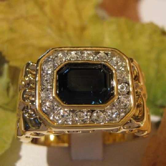 Bague Homme US Navy En Or 14K Avec Topaze Rose - Taille 63/34, Bijou Neuf Sans Emballage