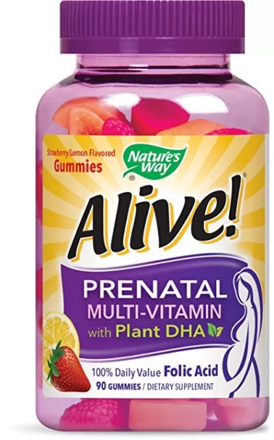 ¡La naturaleza está viva! Multivitamínico Gomoso Prenatal con DHA, 90 Ct (Paquete de 8)