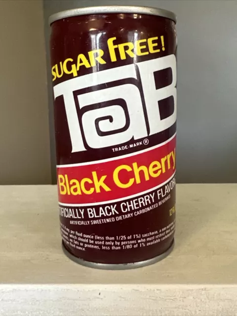 Vintage TaB Black Cherry Soda Can Sugar Free Coca Cola Excellent Condition