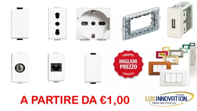 Prese Interruttori Shuko Pulsanti Tv Dimmer Serie Compatibile Bticino Matix