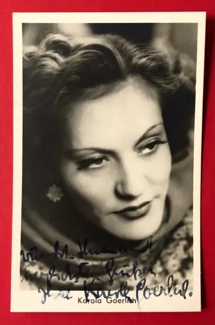 Schauspieler Foto AK u 1940/50 Karola Goerlich mit Original Autogramm  ( 103748