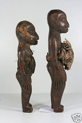 2x wooden statue African Fetish figure, Bateke male & female